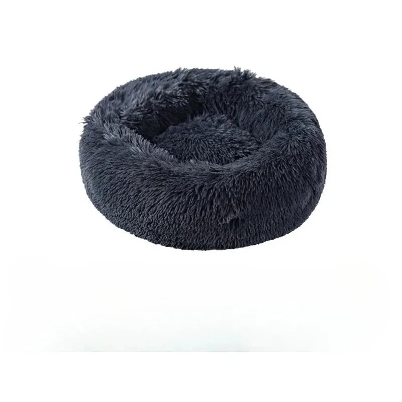 Soft Pet Cat Bed Pad Plush Warm Faux Fur Dog Calm Bed Donut Round