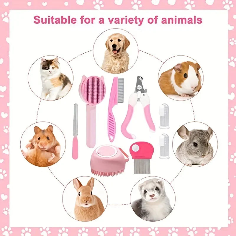 Combo Set Cat Brush Beauty Kit with Pet Nail Clippers and Files