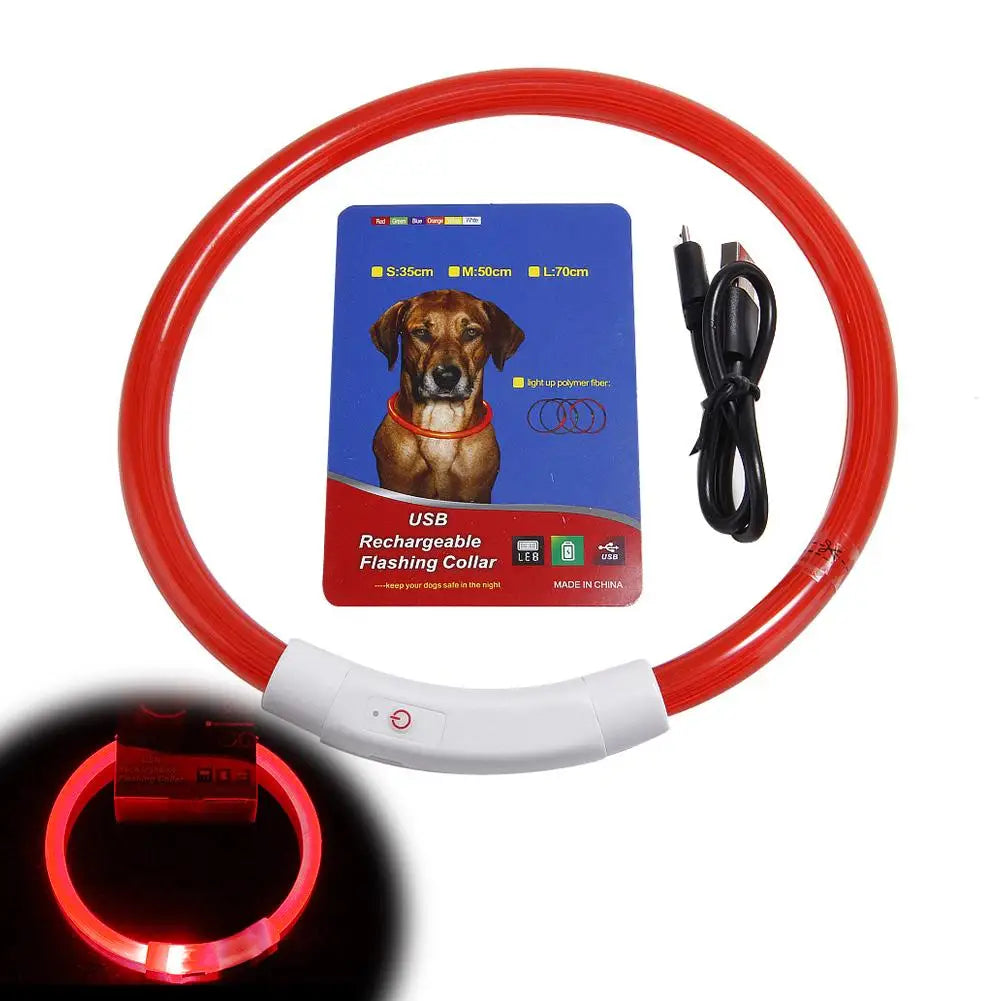 Luminous Pet Dog Collar Waterproof LED Dog Collar Rechargeable