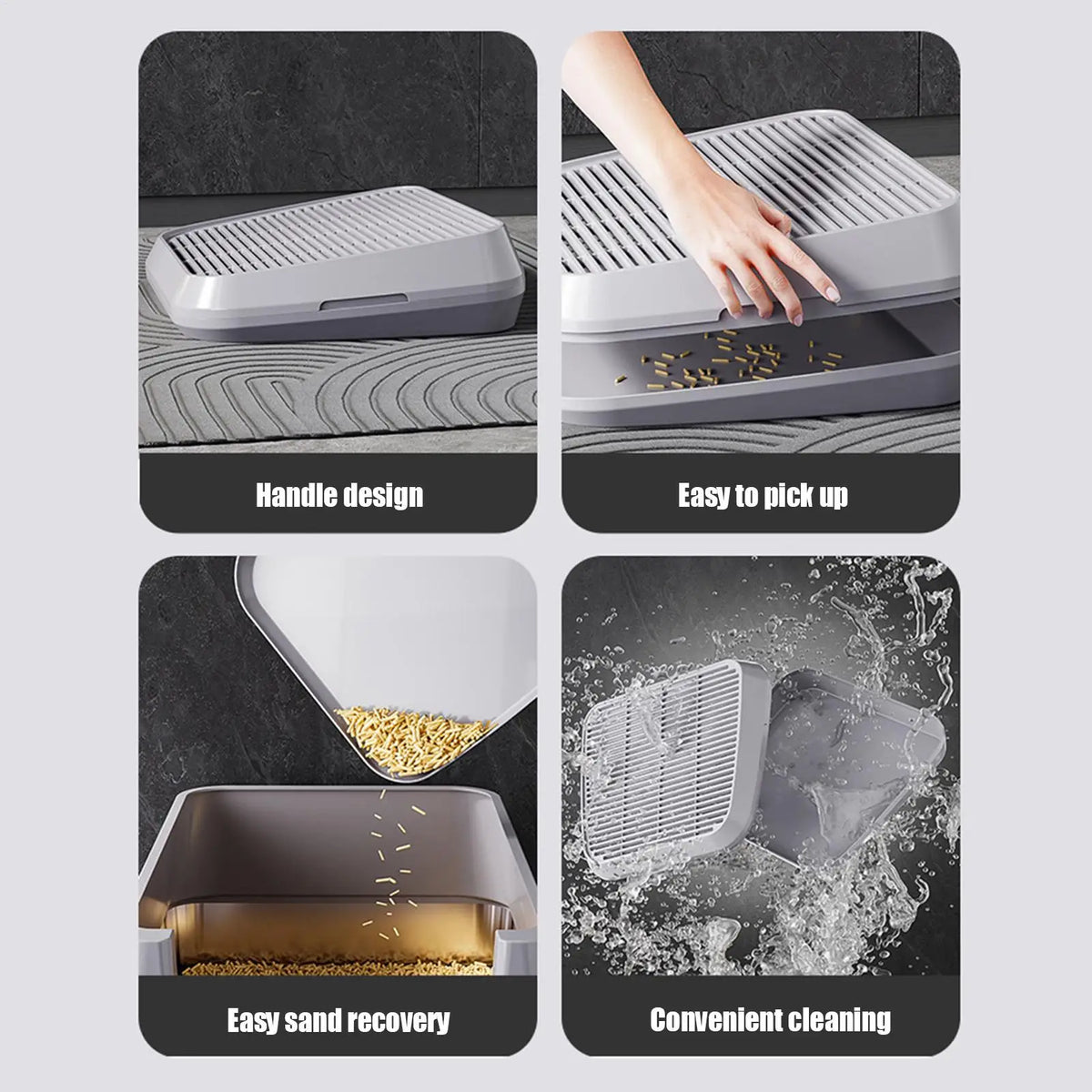 Litter Catcher Litter Trap Mat Cat Ramp Double Layer Elevated Tray
