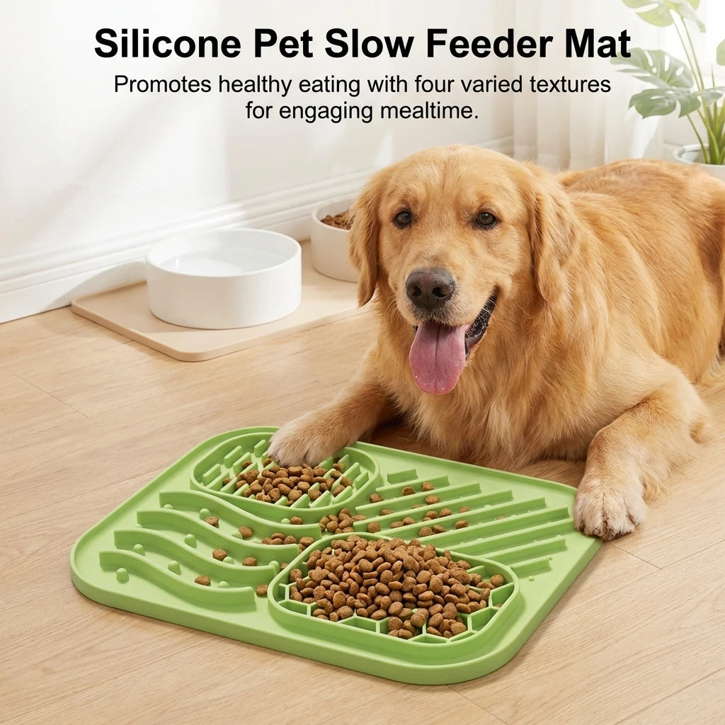 Pet Silicone Slow Feeder Licking Mat Dog Anti_Choke Suction Food