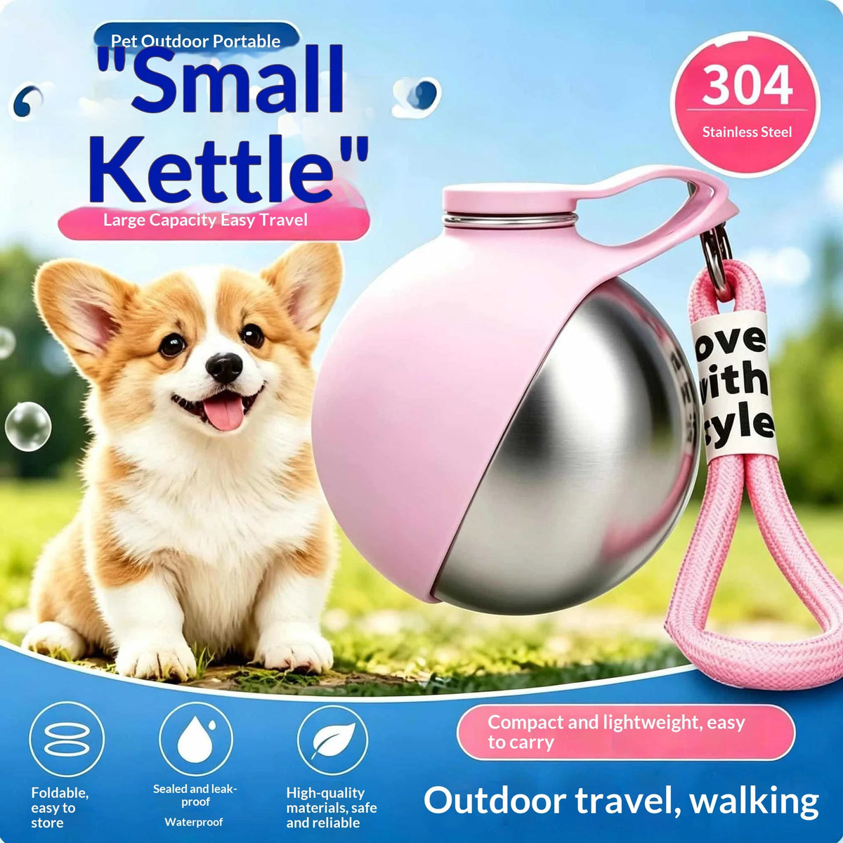 Dog Water Bottle Portable Pet Water Dispenser Removable Silicone