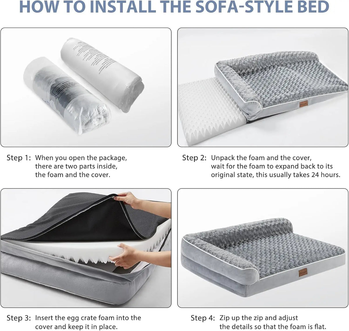 Orthopedic Dog Bed for Large Dogs – Waterproof Sofa-Style Bed with