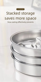 Stainless Steel Slow Feeder Bowl, Non-Slip Pet Food Bowl