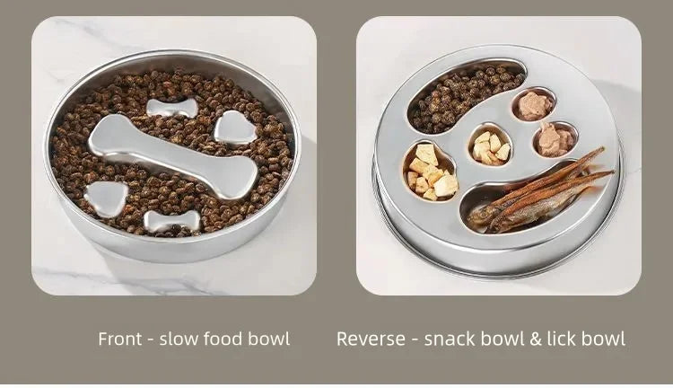 Stainless Steel Slow Feeder Bowl, Non-Slip Pet Food Bowl
