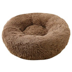 Soft Pet Cat Bed Pad Plush Warm Faux Fur Dog Calm Bed Donut Round