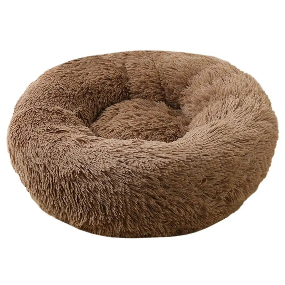 Soft Pet Cat Bed Pad Plush Warm Faux Fur Dog Calm Bed Donut Round
