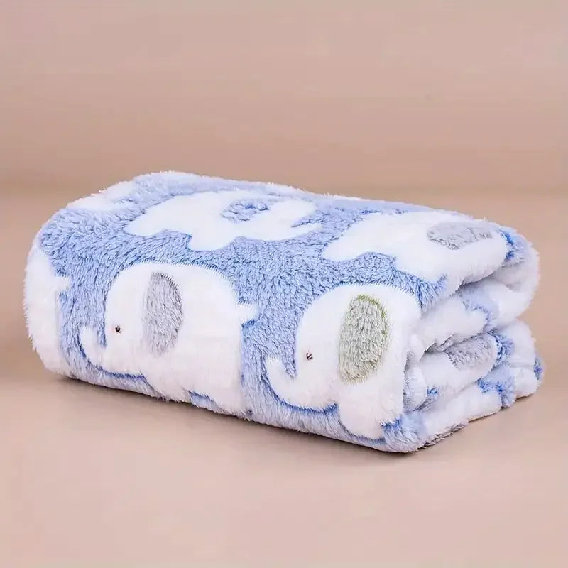 Soft and Cozy Cartoon Elephant Pet Blanket