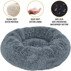 Round Pet Bed for Large Dog Bed Donut Long Plush Cat Bed for