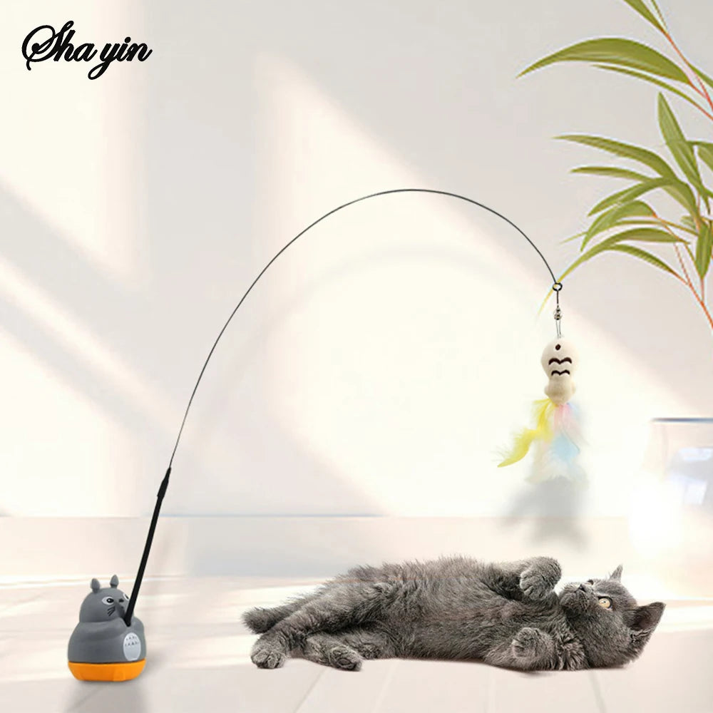 Pet Small Cat Fishing and Cat Teasing Stick 360 Degree Rotation