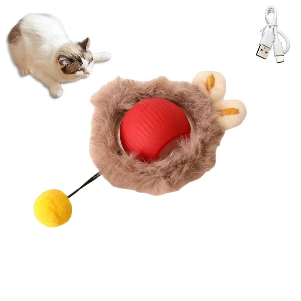 Cat Interactive Ball Toys Automatic Rolling Ball Faux Tail