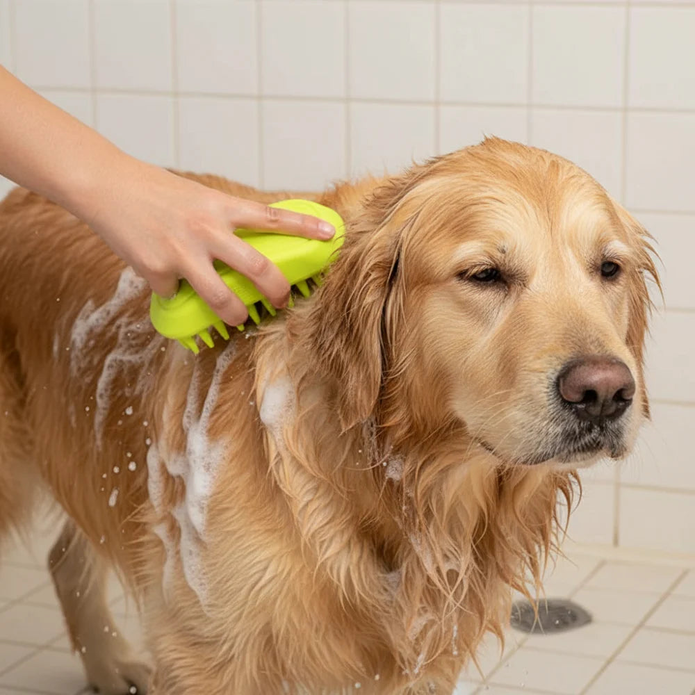 Soft Silicone Pet Bath Brush: Flexible Massage & Deshedding Tool