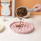 Kemorela Ceramic Slow Feed Cat Bowl - Paw Design Pet Food Dish