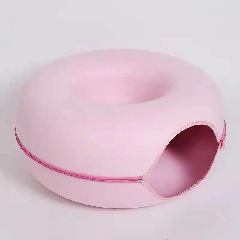 Donut Cat Tunnel Bed Pets House Natural Felt Pet Cat Cave