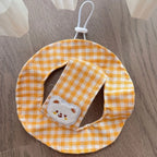 Breathable Pet Bucket Hat Adjustable Plaid Print Dog Sunshade Hat