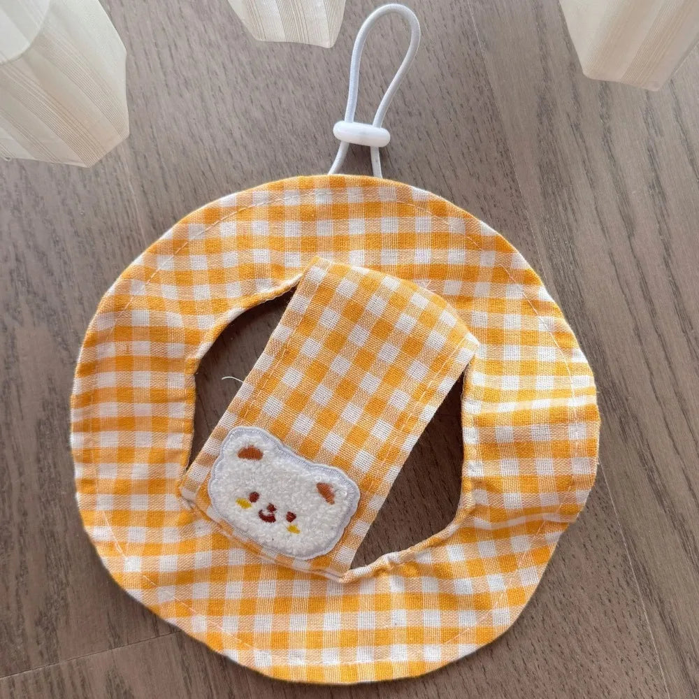 Breathable Pet Bucket Hat Adjustable Plaid Print Dog Sunshade Hat
