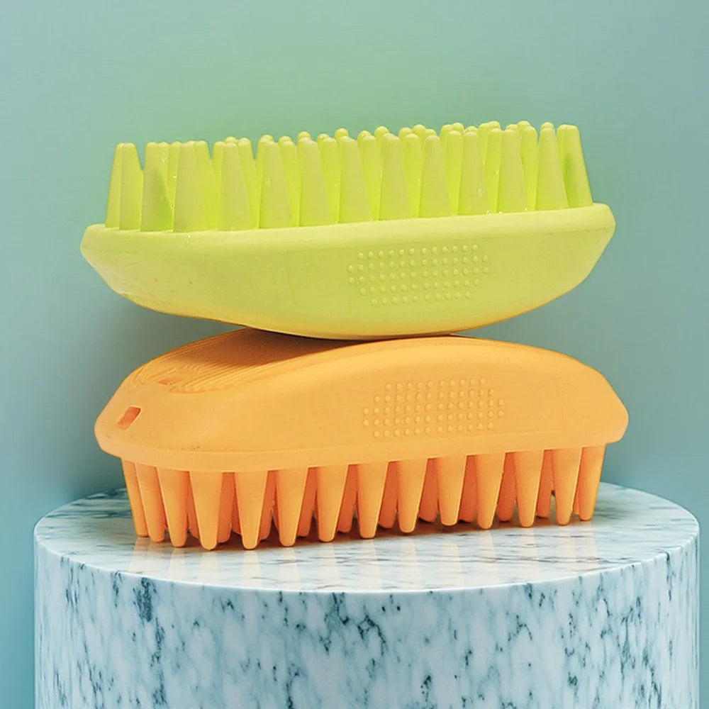 Soft Silicone Pet Bath Brush: Flexible Massage & Deshedding Tool
