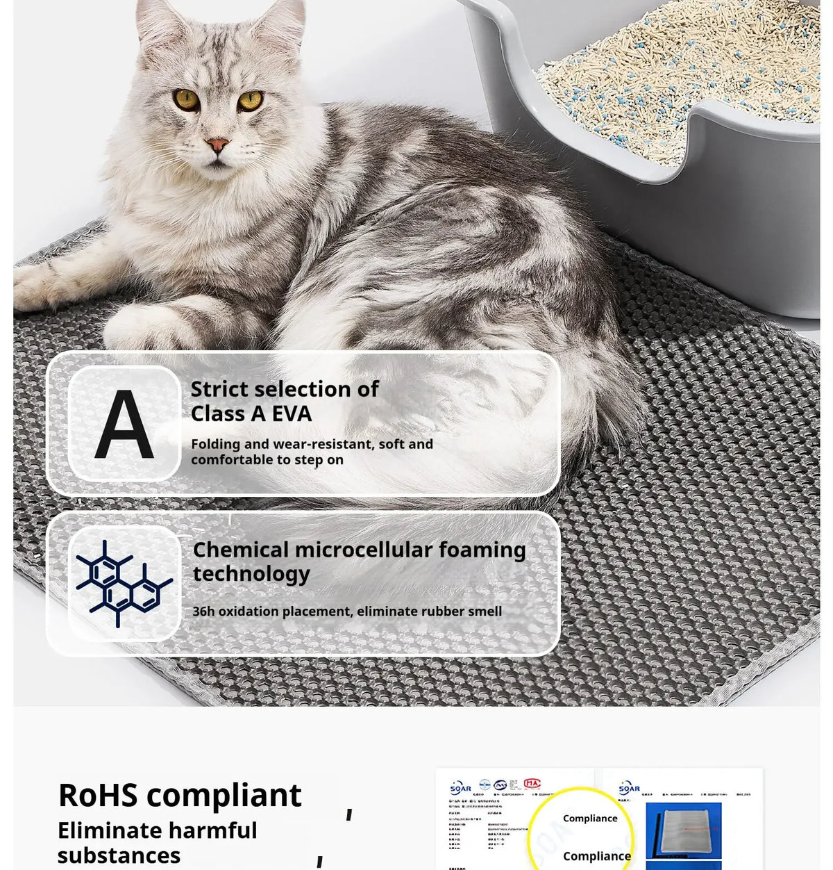Large Size Cat Litter Mat-Advanced Honeycomb Double Layer