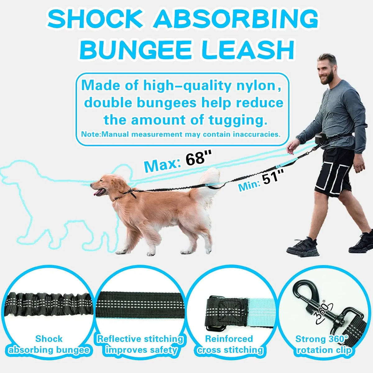 Adjustable Hands-Free Bungee Dog Leash
