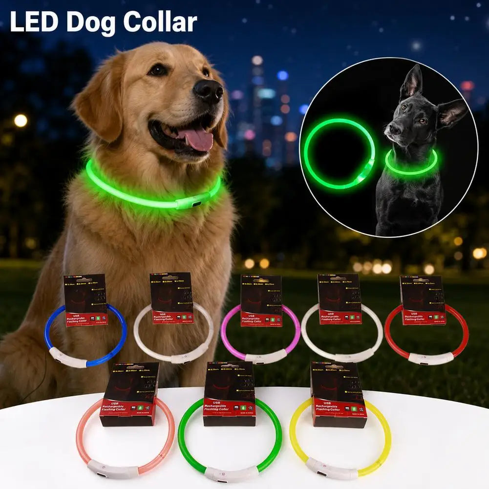 Luminous Pet Dog Collar Waterproof LED Dog Collar Rechargeable