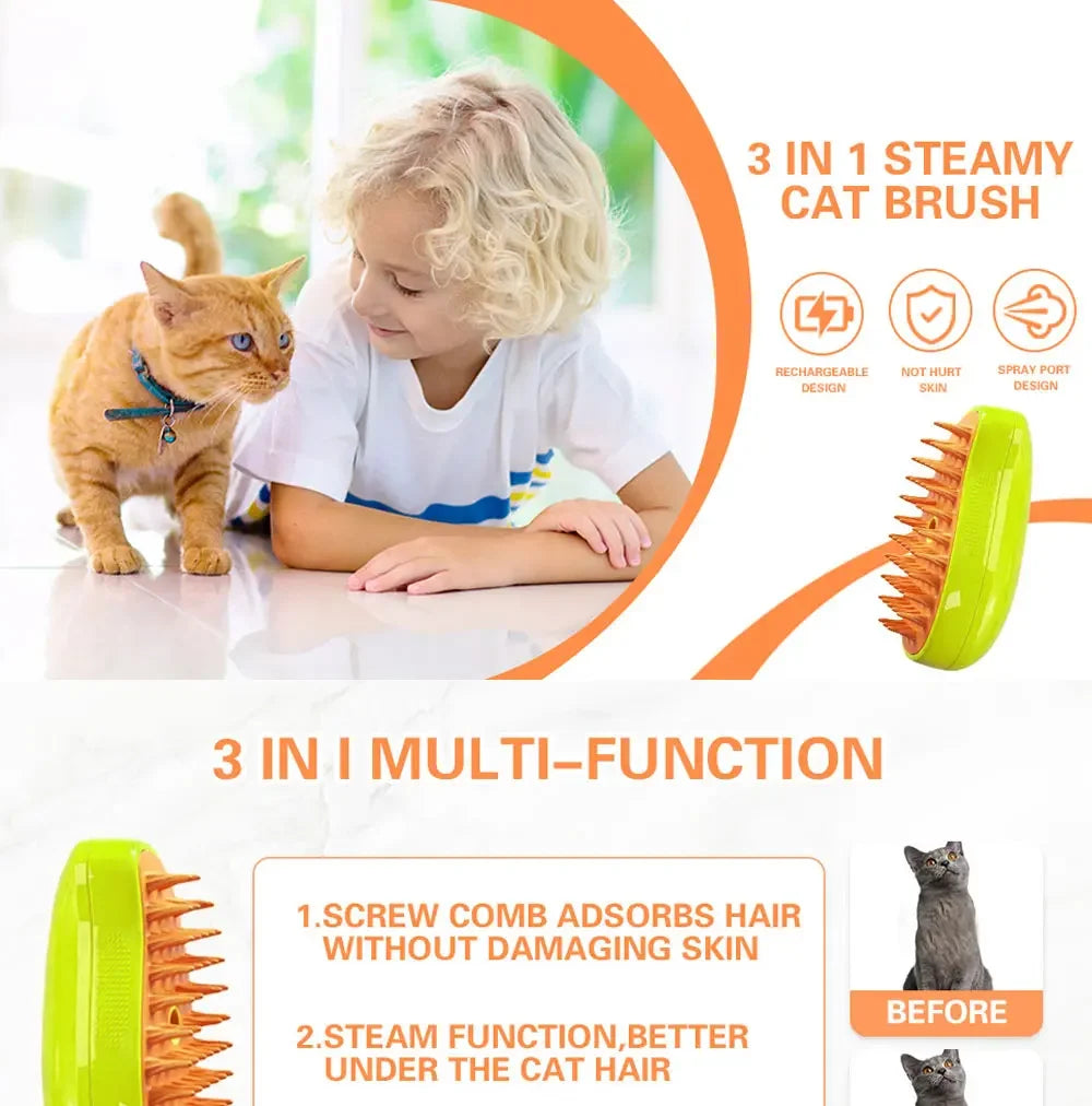 Cat Dog Steamy Brush Steam Brush Electric Sprayer for Massage Pet