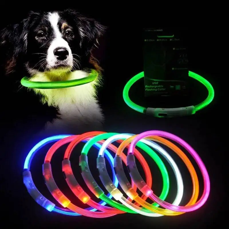 USB Rechargeable Fiber Optic Collar Pet Dog LED Light Collar