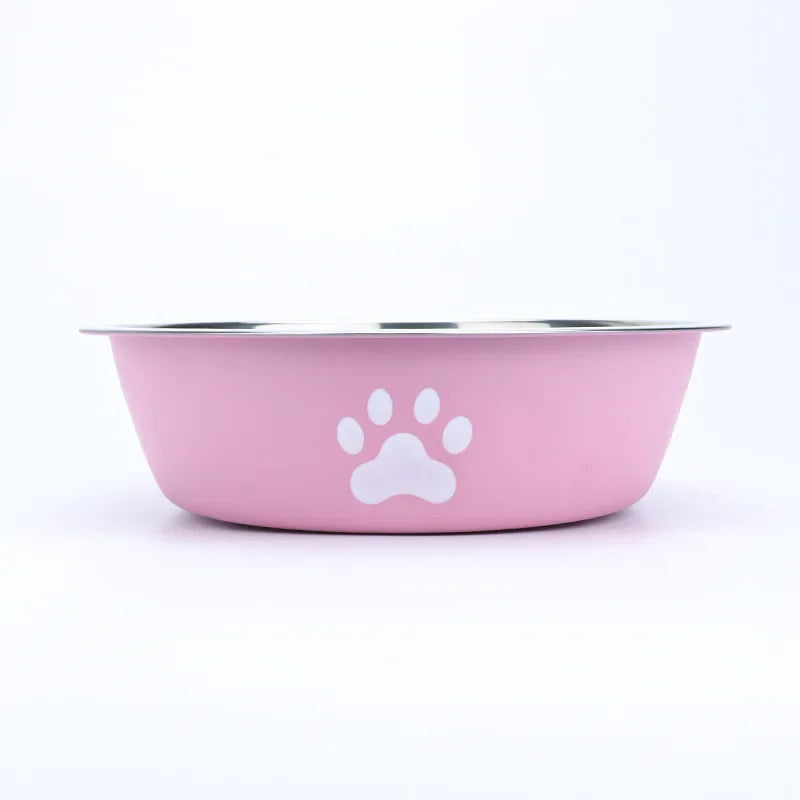 New Stainless Steel Dog Basin Paw Print
