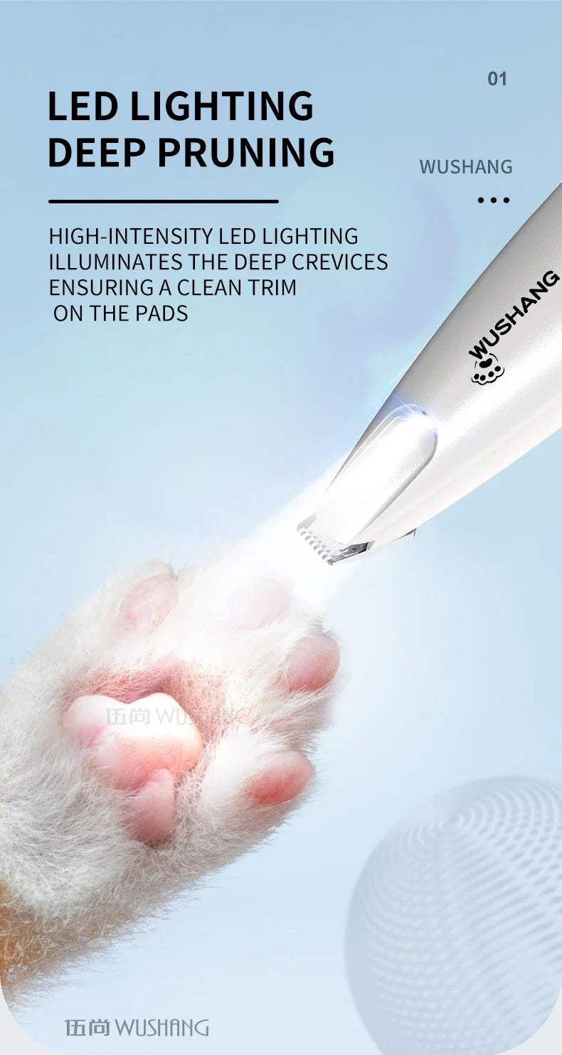 Pet Dog Electric Groomer Trimmer with LED Light Waterproof Pet