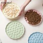 Kemorela Ceramic Slow Feed Cat Bowl - Paw Design Pet Food Dish