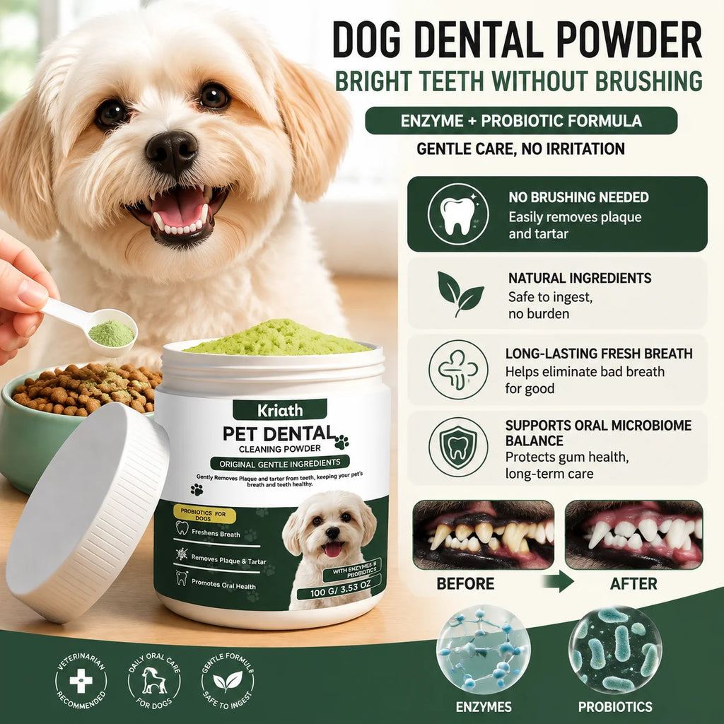 Dog Dental Care Powder Cat Breath Freshener Plaque Tartar Control Pet Oral Hygiene Natural Enzyme Teeth Cleaning Healthy Gums