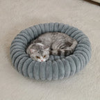 Warm Round Donut Cat Bed Ultra Soft Plush Pet Nest Cozy Deep Sleep