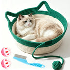 Cat Instinct Basket - Hand-Woven Cotton Rope Fun Bed, Equipped