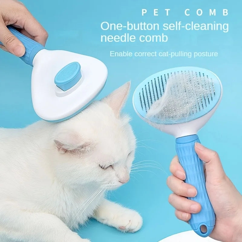 Cat & Dog Dehairing Brush with One-Touch Mechanism - Heavy-Duty