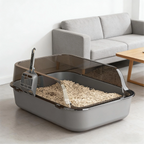 Cat Litter Box Kitty Sandbox Semi-Enclosed High Side Splashproof