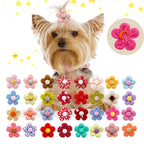 Pet Bows Flowers Shape Hair Accessories Handmade Dog Bows with