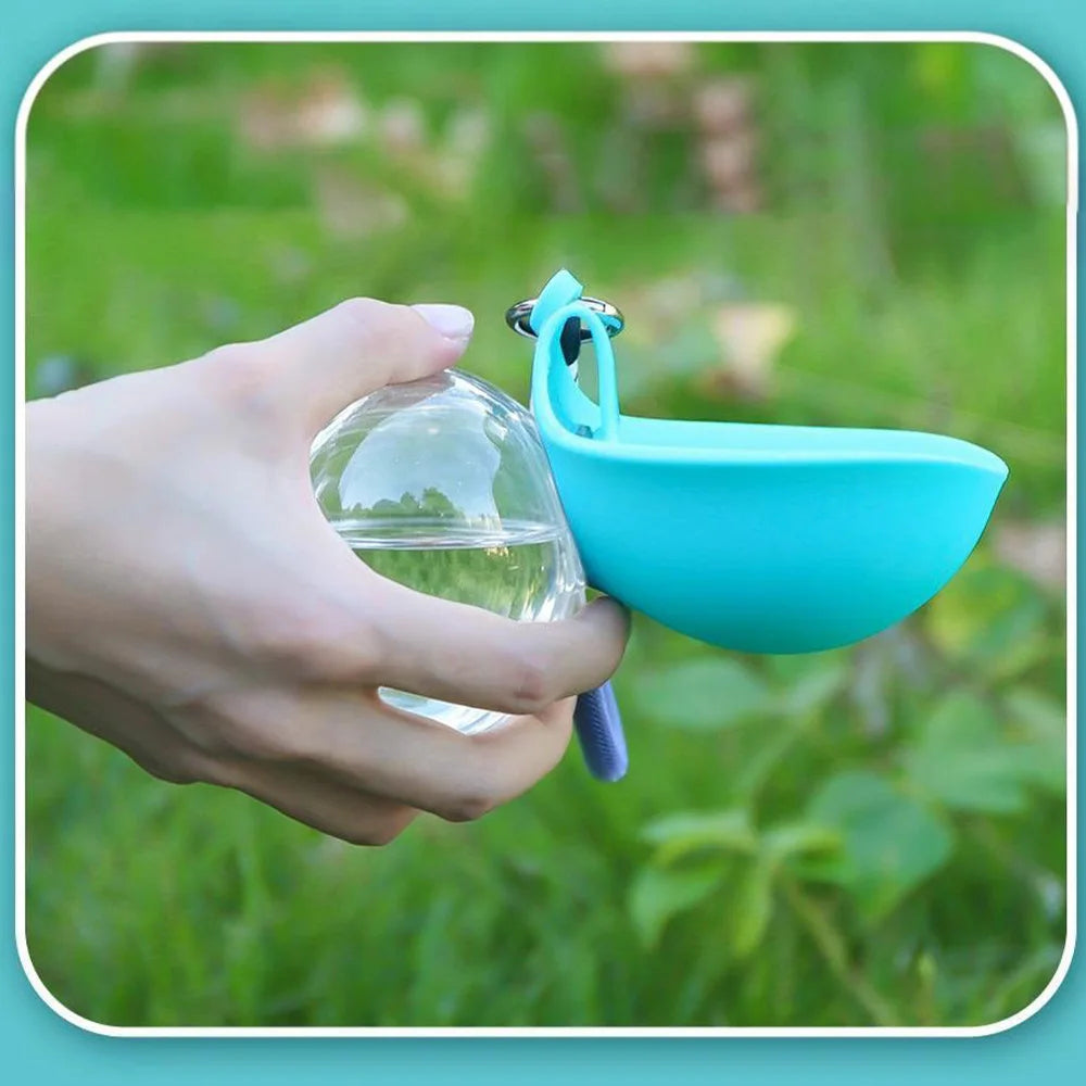 2-In-1 Portable Dog Water Bottle Foldable Silicone Dog Bowl