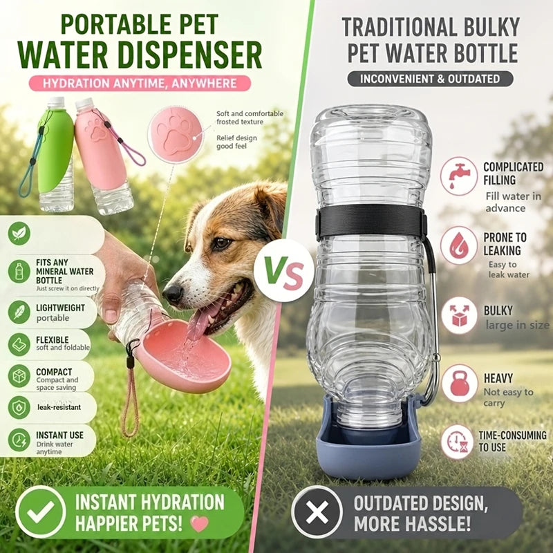 Silicone Pet Water Bottle Portable Dog Outdoor Water Dispenser