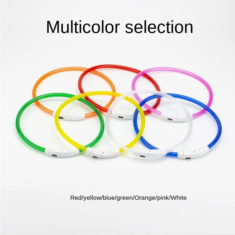 USB Rechargeable Fiber Optic Collar Pet Dog LED Light Collar