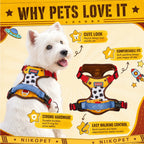 Comfortable Breathable Mesh-Lined Printed Pet Harness with