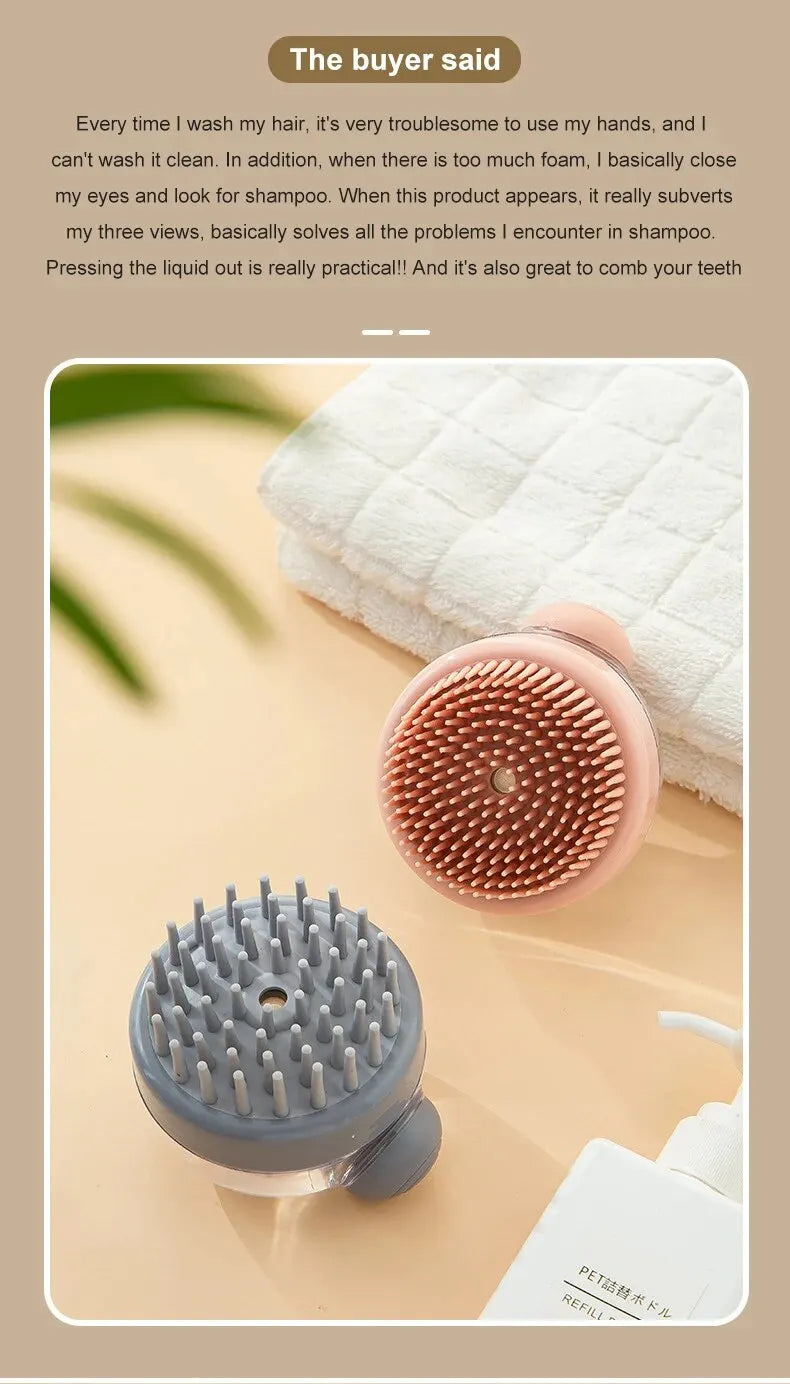 Pet Bath Brush Soft Silicone with Shampoo Dispenser Gentle Massage