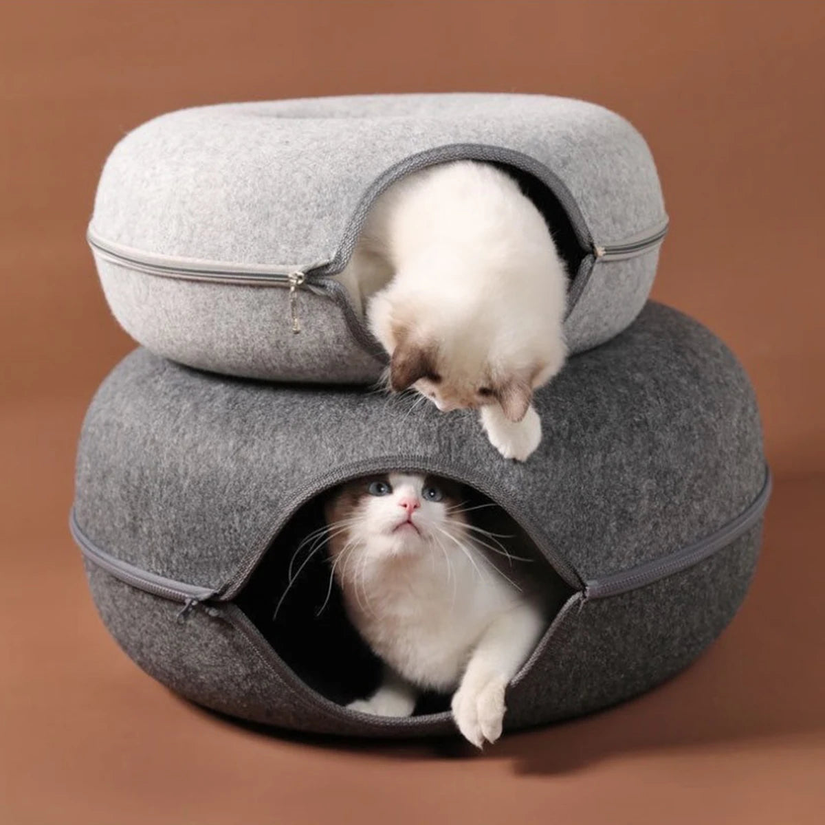 Felt Donut Bed for Cats House with Breather Hole Dog Bed