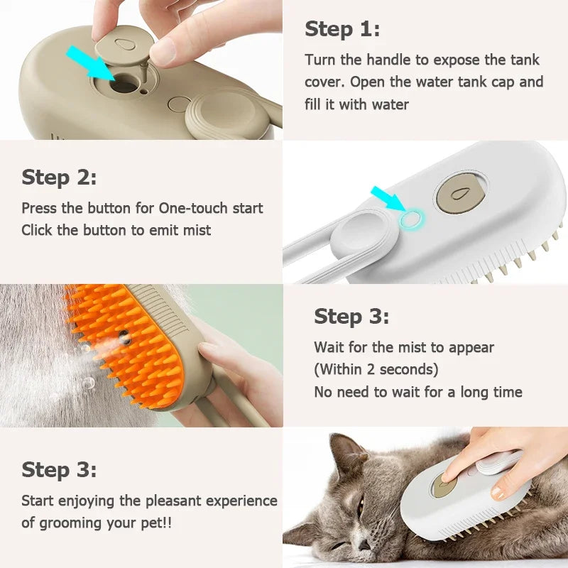 Steam Brush Cat Brush Cats Vaporizer Pet Hair Brush Remover Pets