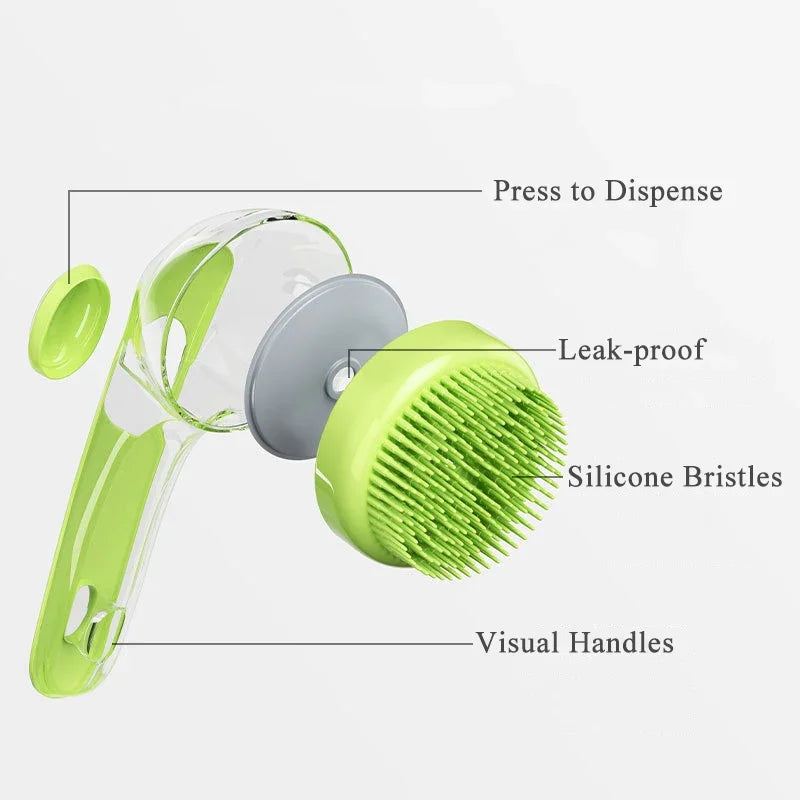 Long Handle Dog Cleaning Brush Soft Silicone Pet Bathing Brush Pet