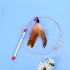 Funny Cat Toy Steel Wire Long Pole Feather Rotating Fishing Stick
