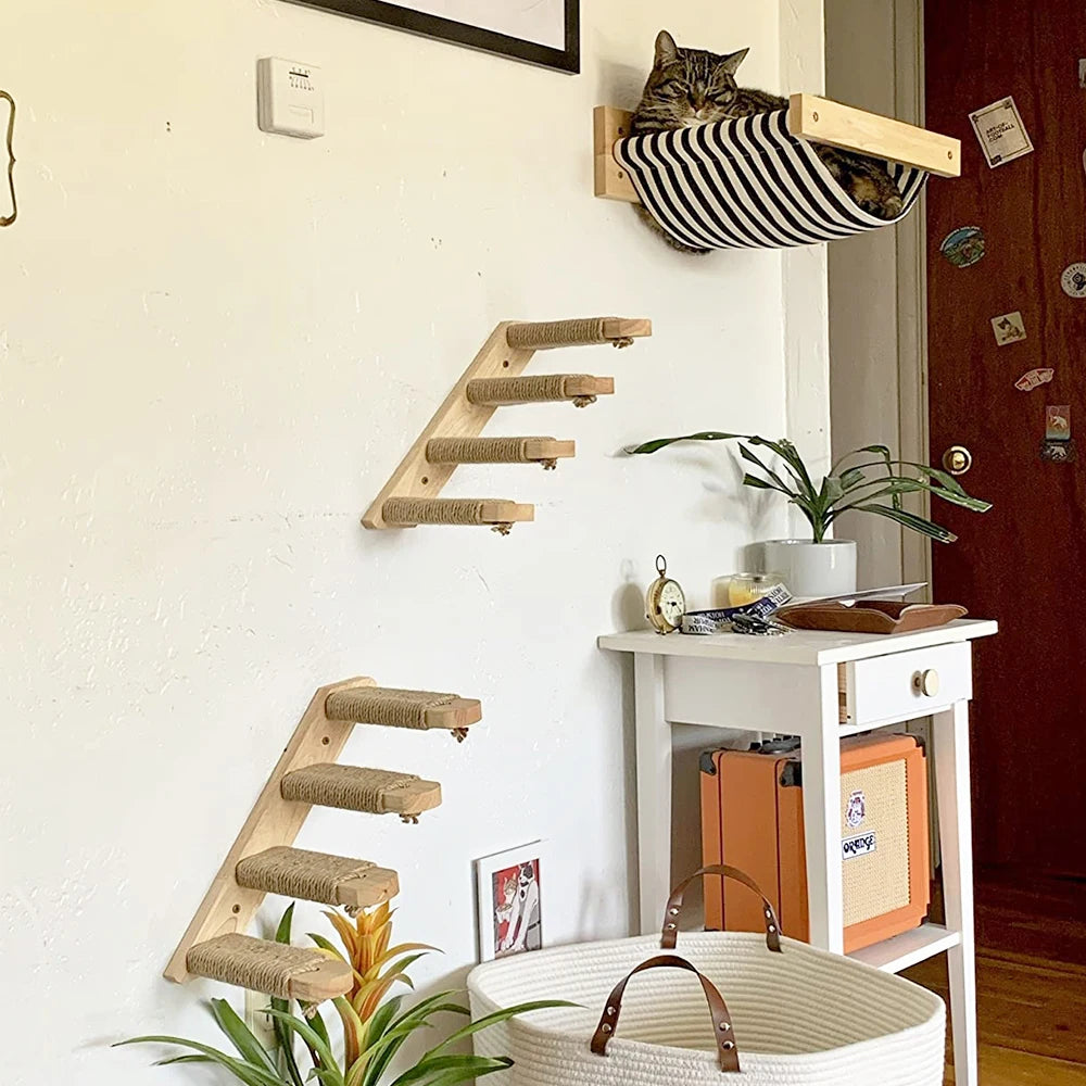 Diy Cat Wall Climbing Shelves Hammock Scratching Post Scratcher