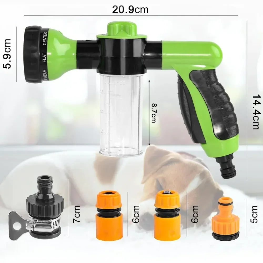 8 in 1 High Pressure Foam Pet Shower Gun Adjustable Hose Nozzle