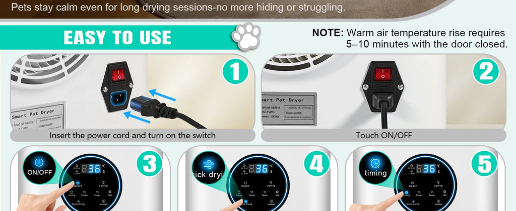 Professional Pet Dryer Box for Dogs Cats Fast Drying & Low Noise