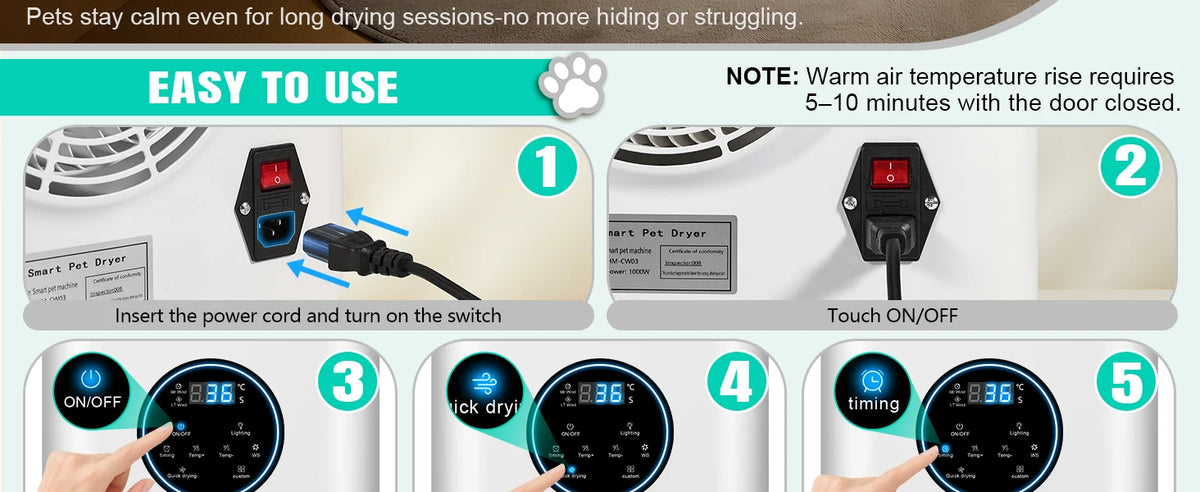 Professional Pet Dryer Box for Dogs Cats Fast Drying & Low Noise