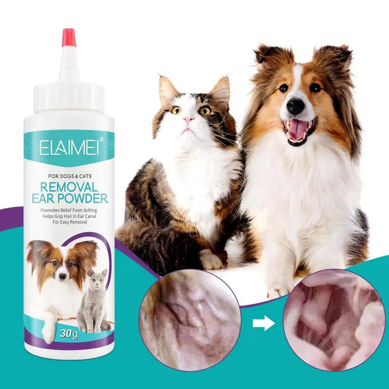 Pet Ear Powder Painless Hair Removal Powder Pet Health Care For Dogs Cats Pet Ear Health Care Easy to Remove Ear Hair