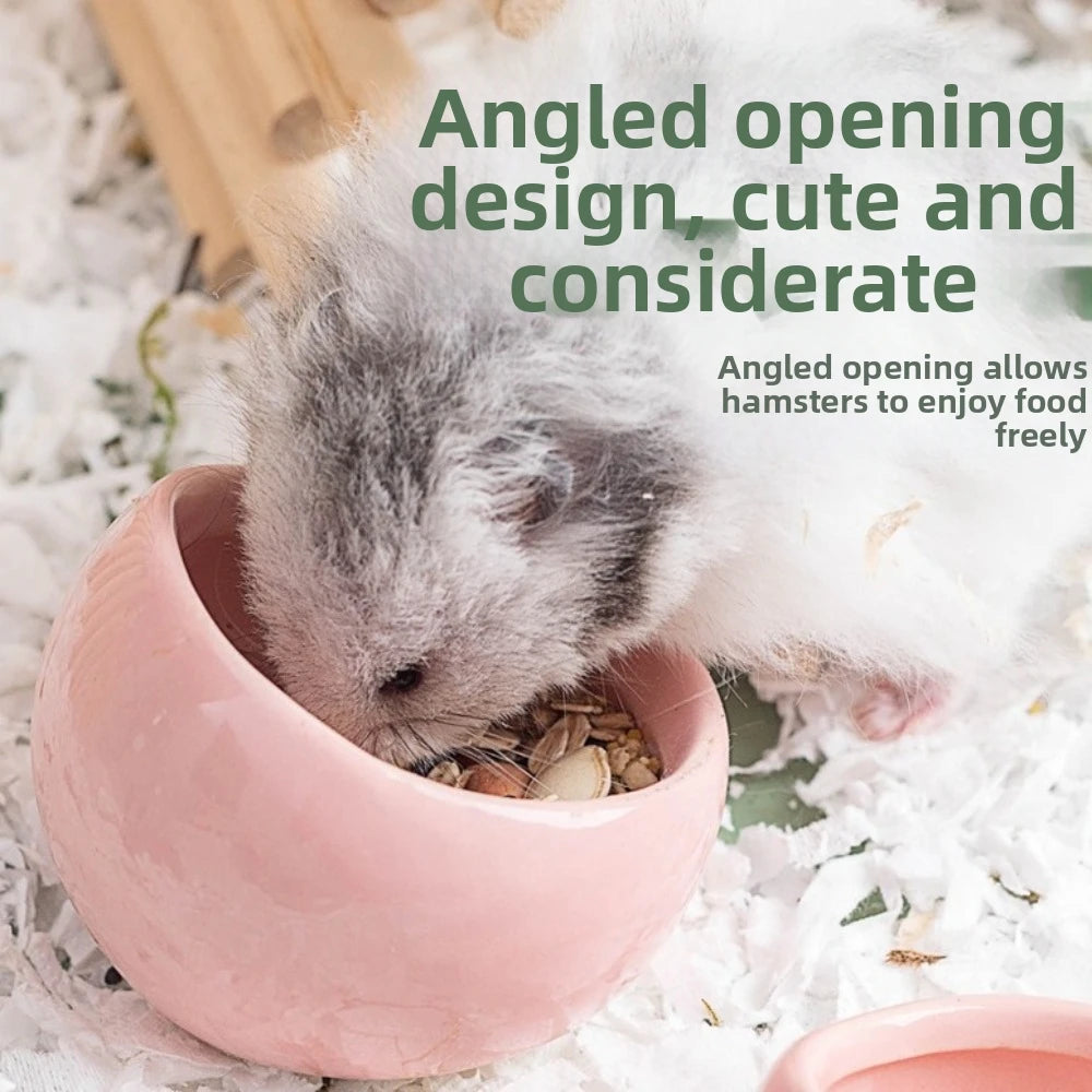 Ceramic Hamster Food Bowl Anti-Rollover Non-Slip Pet Feeding Bowl